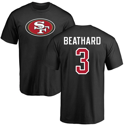 Men San Francisco 49ers Black C. J. Beathard Name and Number Logo #3 NFL T Shirt->san francisco 49ers->NFL Jersey